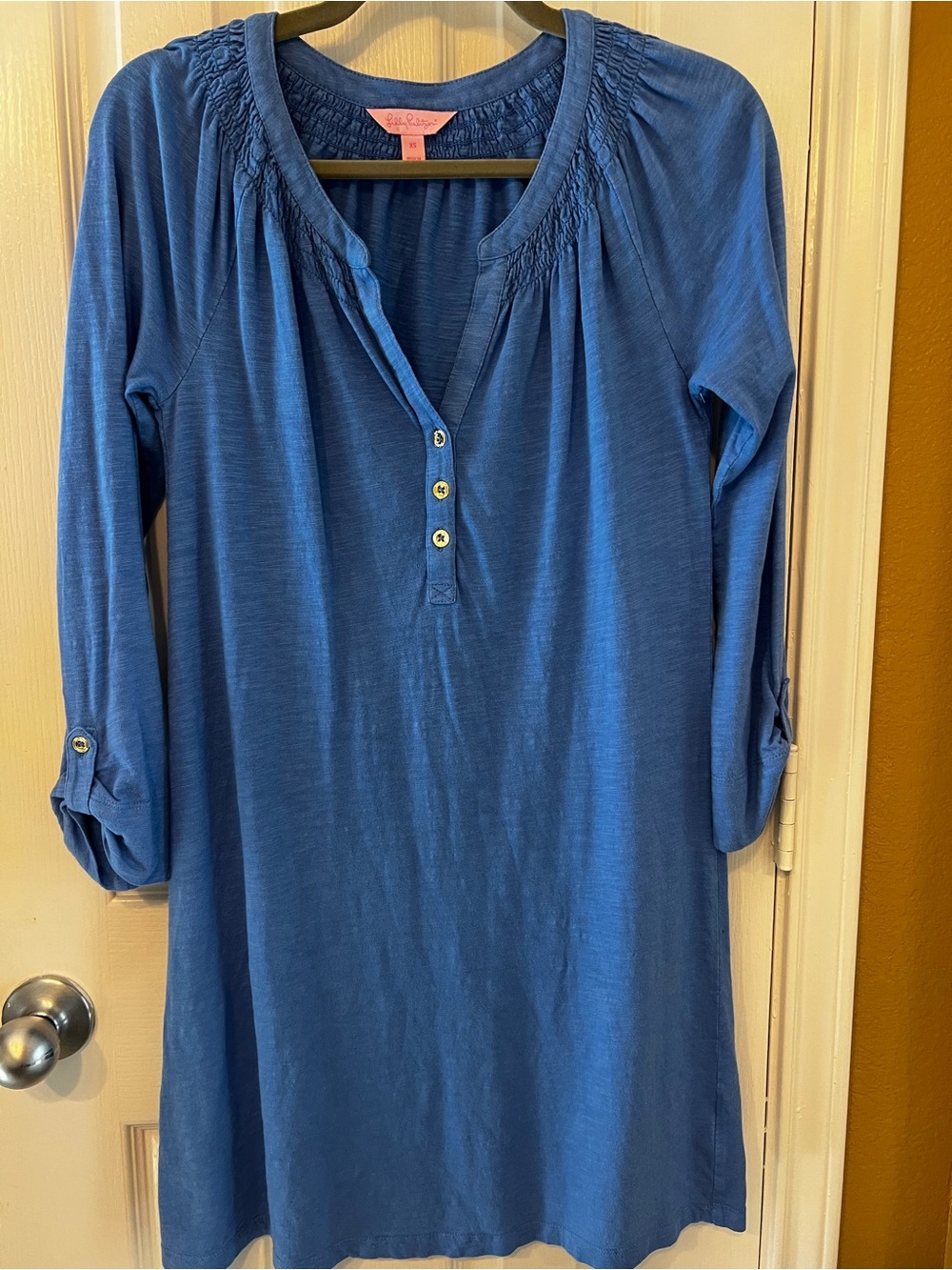 Lilly Pulitzer Sleeved Essie Blue Tunic Dress, Size XS